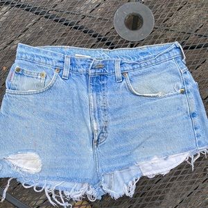 Carhartt Distressed Denim Frayed Cutoff Shorts sz mens 33